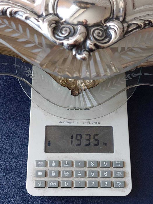 Сребърна жардиера 19век.Сребро 800-кристал