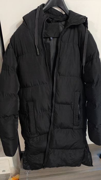 Ново мъжко дълго зимно яке – черно, размер XL