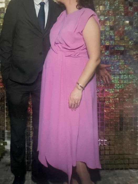 Rochie midi MIZAR roz/mov