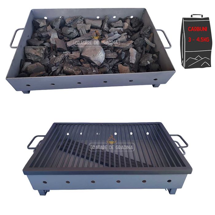 Grătar gradina 70x40 cm – tablă 2, cu picioare demontabile