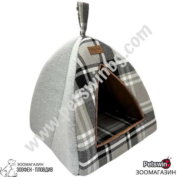 Къщичка/Иглу за Куче/Коте - 35см/35см/37см - Сиво-Шарена - Urban Pets