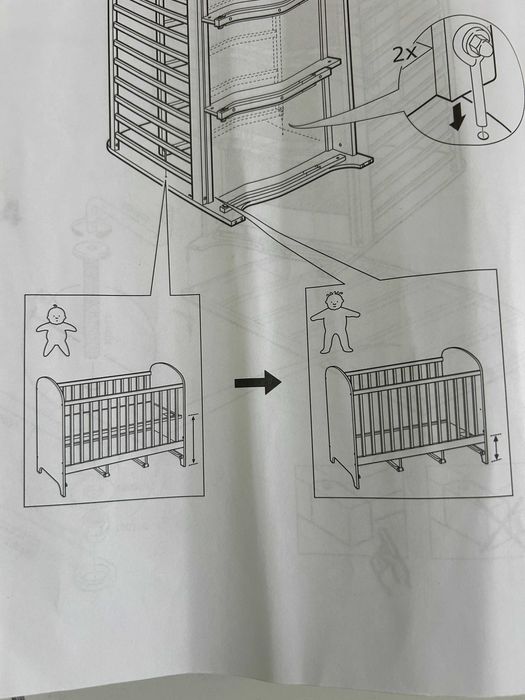 Ikea Креватче Gonat с три степени и матрак с калъфка