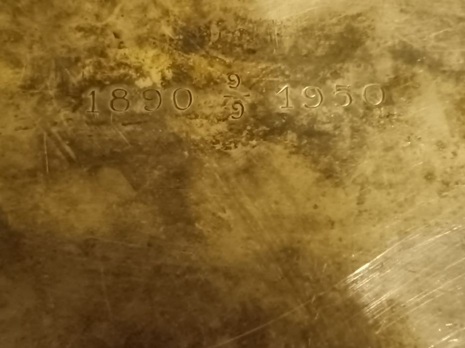 Медна посребрена антична табла подноос от Англия