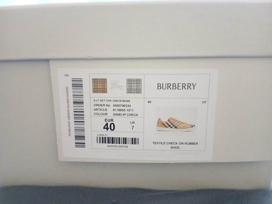 Burberry Textile Check Sneakers NEW
