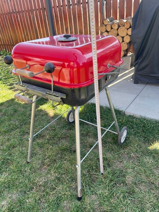 Gratar gradina cu carbuni, grill dreptunghiular, capac, 43x40x83 cm