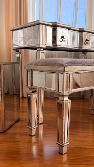 Set consola din oglinda cu băncuță si piedestal