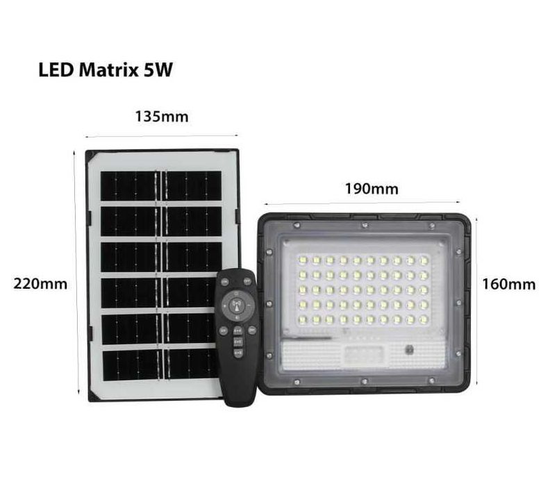 LED соларен прожектор MATRIX с панел, модели от 5W до 20W