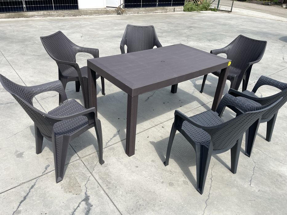 Set 6 scaune si masa gradina maro Hamilton Design