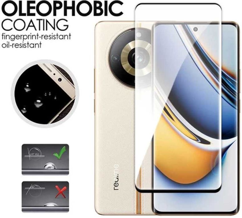 Извит удароустойчив стъклен протектор за Realme 9 10 11 12 Pro GT3 4 5