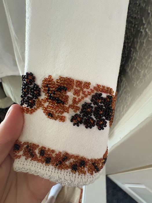 Camașă traditională cusută de mână, pe pânză, pentru fetițe 5-10 ani