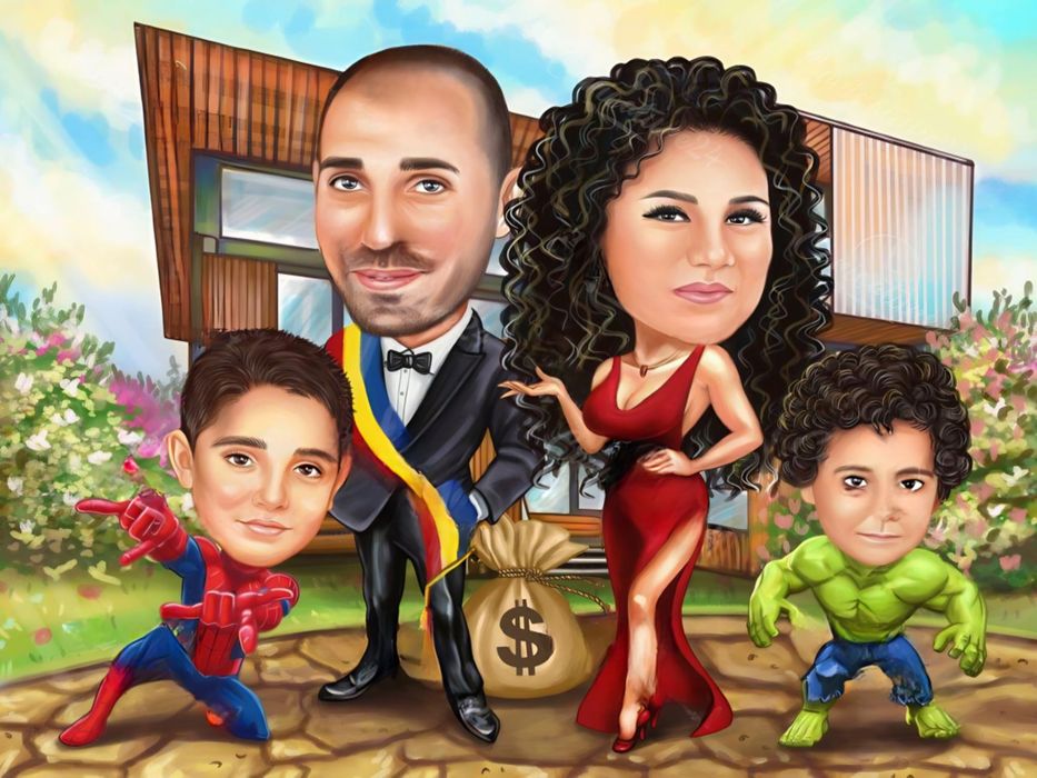 Семейна Карикатура по снимка