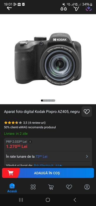 Aparat foto digital Kodak Pixpro AZ405 negru