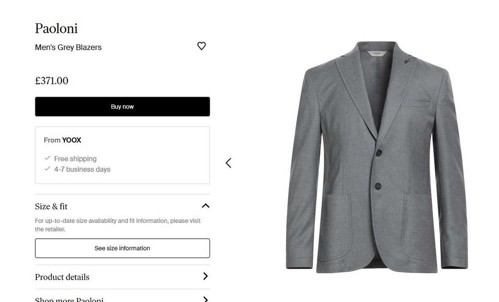 Sacou blazer de lux 50 L PAOLONI NOU lana 100% gri mediu