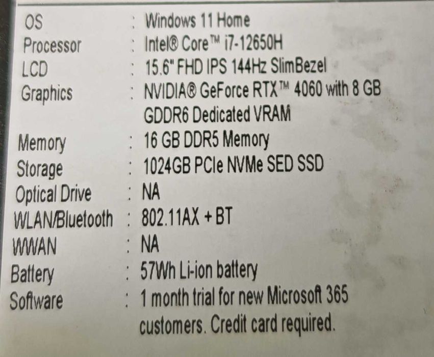 NVidia RTX 4060 8GB/Intel Core i7-12650H/16GB RAM/1024GB SSD/15.6 144hz FHD+ IPS/Acer Predator Nitro 15 rgb keyboard gaming laptop геймърски лаптоп