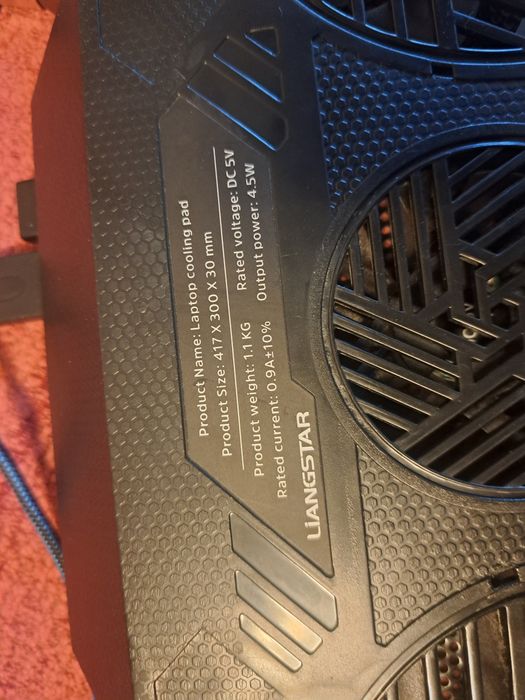 Laptop cooler silentios 6 ventilatoare, reglaj viteza, RGB, USB,  pt 17 inch (417 x 300 x 30 mm)