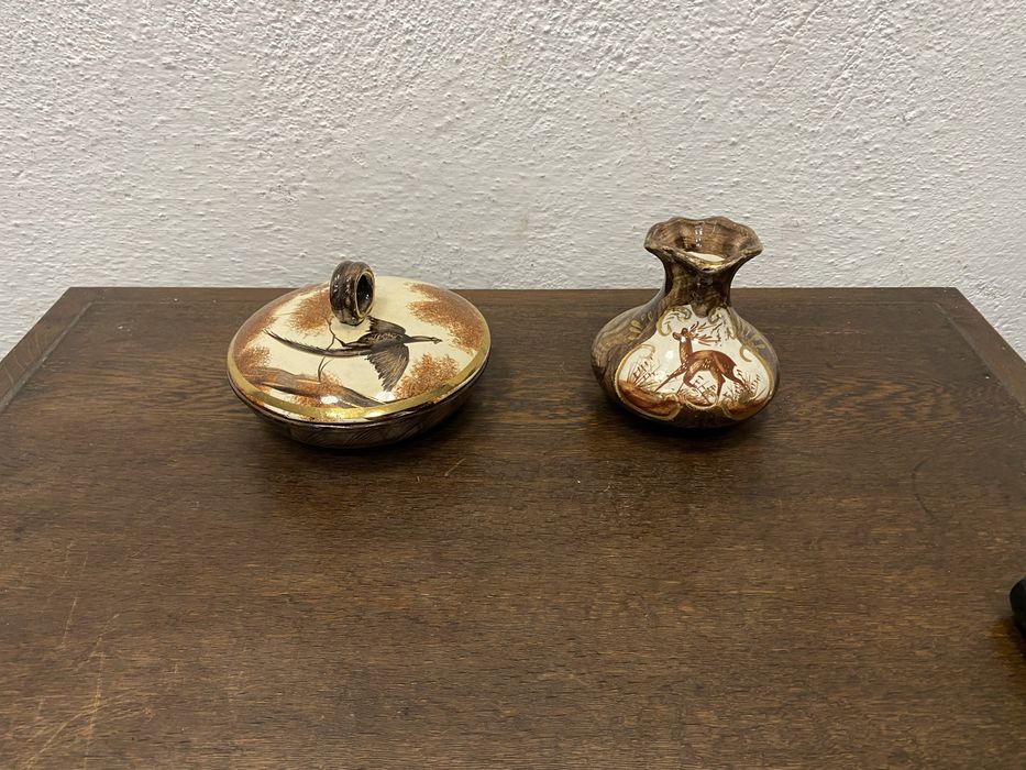 Винтидж Hubert Bequet Belgium ръчна украса ваза и кутия 1950те