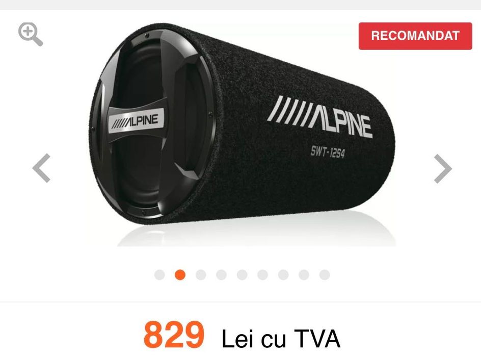 Subwoofer ALPINE +statie ALPINE+kit cabluri