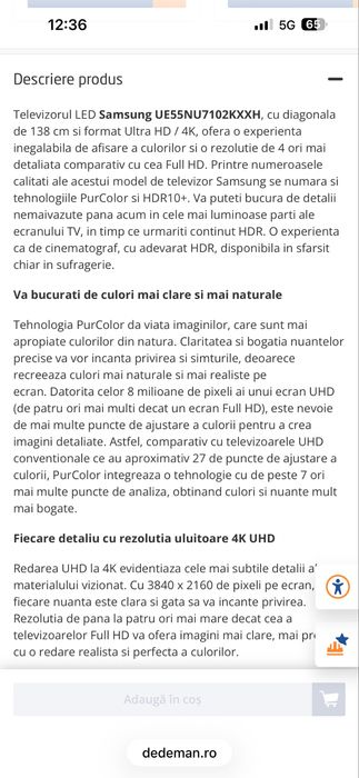 TV smart Samsung 55 inchi (defect)