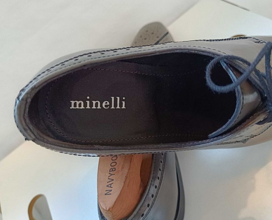 Pantofi derby 40 cap toe brogue lucrati manual Minelli Paris NOI