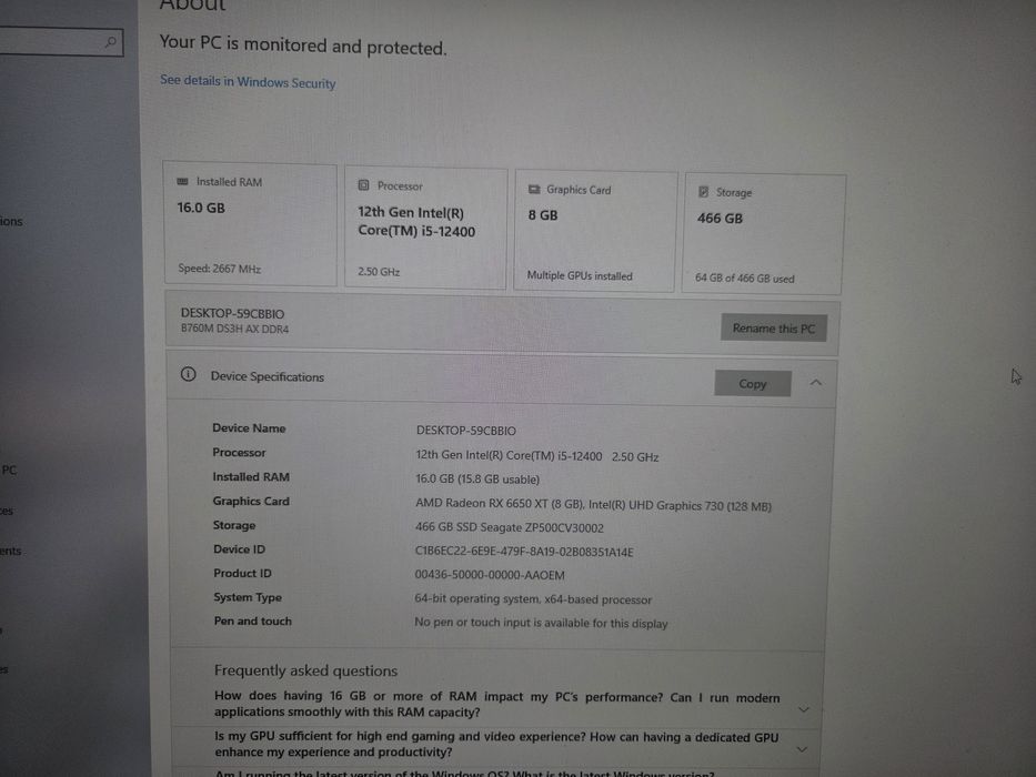 i5-12400 / RX 6650 XT Sapphire Pulse / 16GB / NVMe / WiFi