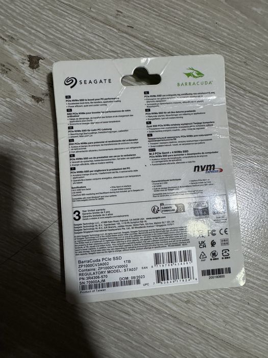 Seagate BarraCuda PCIe SSD 1TB (модель ZP1000CV3A002)