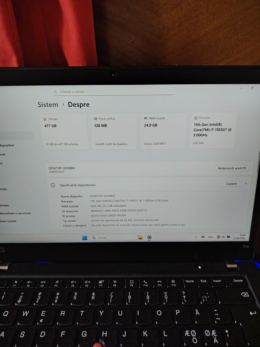 Laptop Lenovo Thinkpad i7 a 11-a gen 3.00 Ghz 24Gb RAM 500Gb ssd