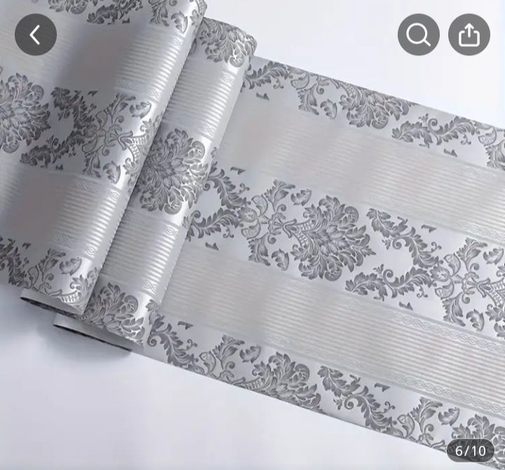 Обои  серебристые 3д рисунок,виниловые 5500т