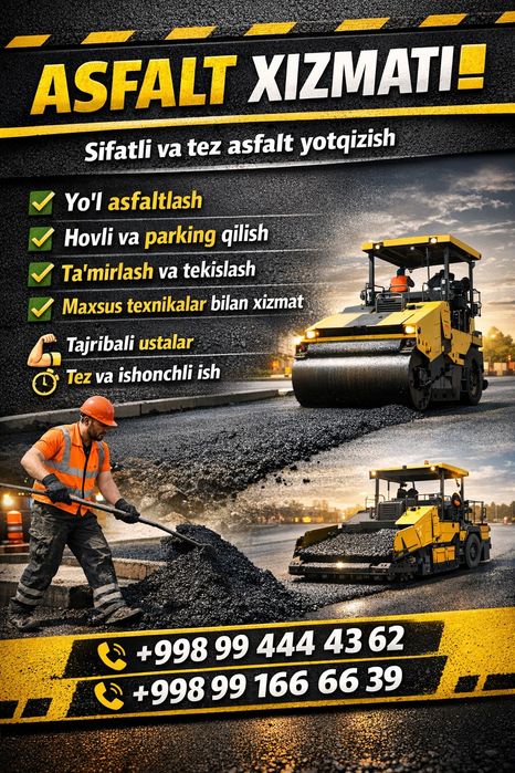 Asfalt асфальт ishonchli va kafalat beramiz