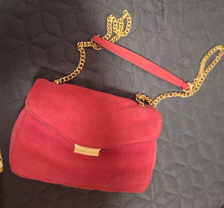 Geanta Mango piele intoarsa ,culore roz