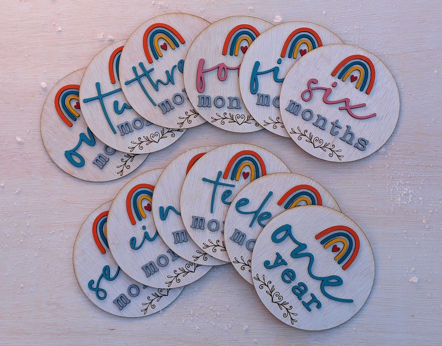 Set plăcuțe „Baby Milestones" din lemn