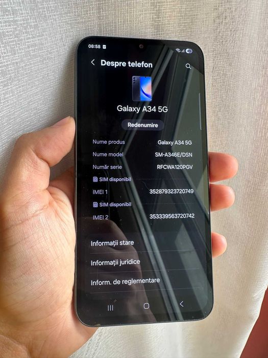 Samsung A34 5G Negru 128 GB cu 8 GB Liber de retea Baterie excelenta
