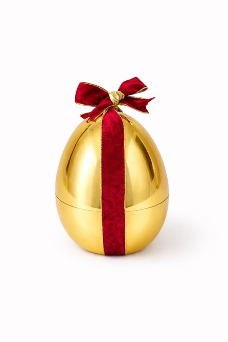 Set tacamuri aurii din inox premium, 24 piese, suport premium in forma de ou, finisaj lucios, model elegant