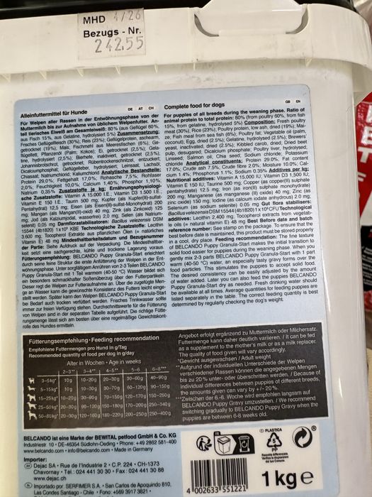 Корм/каша для щенков belcando