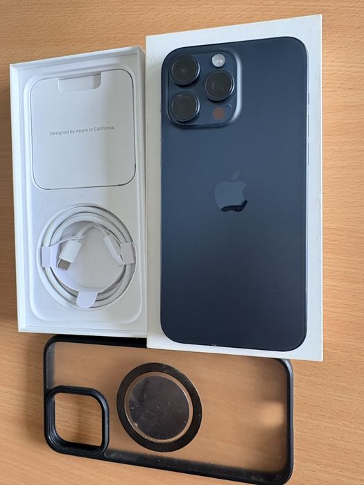 iPhone 15 Pro Max, Blue Titan, impecabil