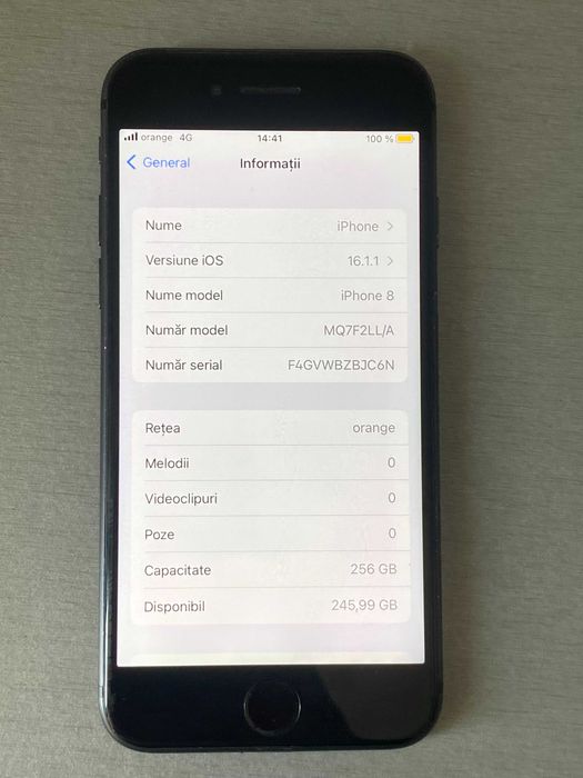 iPhone 8-256Gb raritate ! Touch ID bun/ bateria 100% !