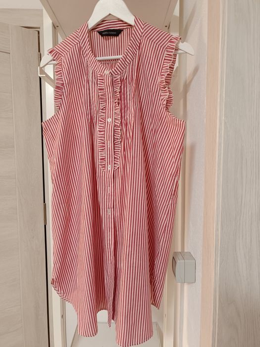 Rochie cămașă albă cu dungi rosii măsura L/XL