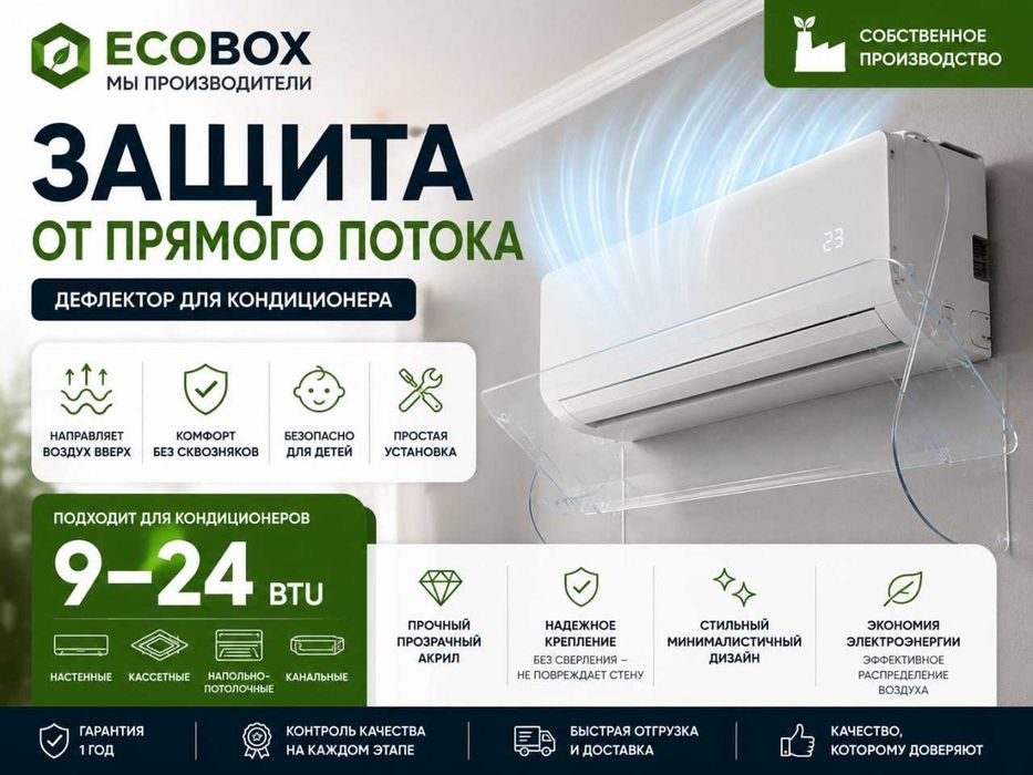 Дефлектор ECOBOX для кондиционера, экран от прямого потока