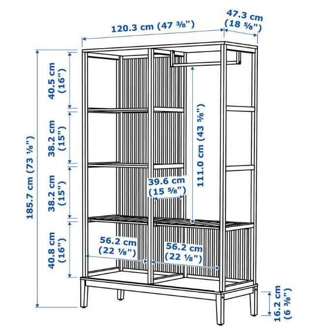 Dulap deschis cu uşă glisantă, bambus, 120x186 cm; Model Ikea; Raft