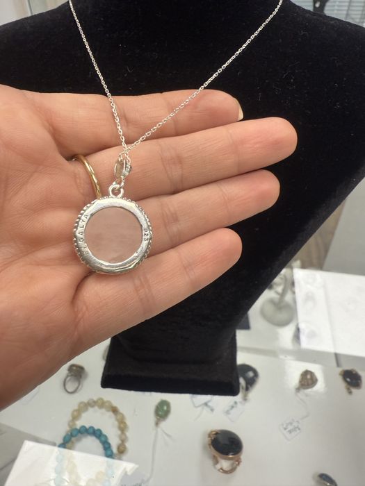 Сребърно колие с Розов кварц