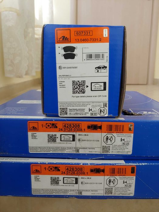 ATE предни спирачни дискове и накладки Citroen, Peugeot, Opel, Toyota