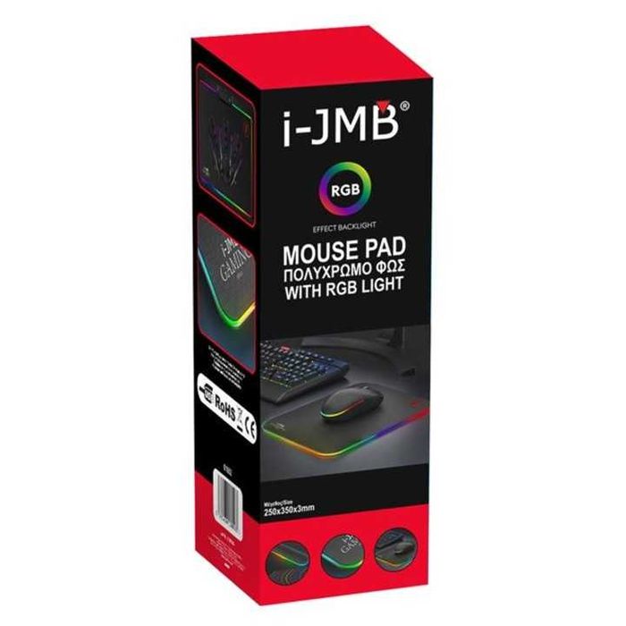 Геймърска подложка за мишка, черна, LED в различни цветове, 35 х 25 см