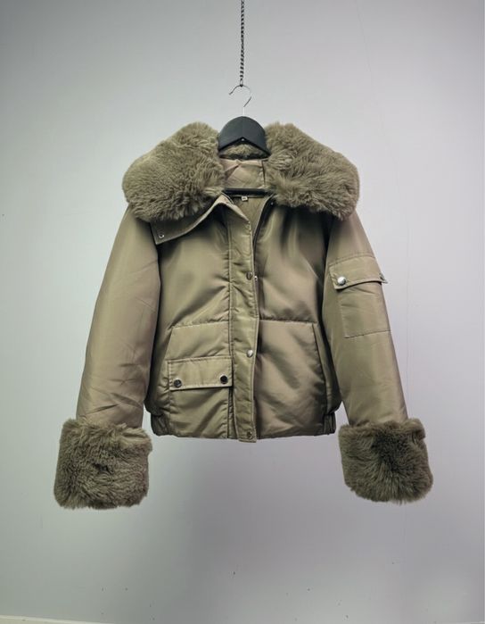 Дамско Зимно яке с пух  два цвята уникален модел