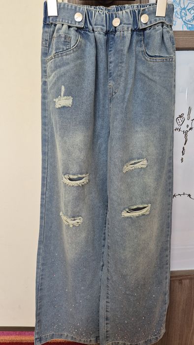 Pantaloni denim fete, 160 cm
