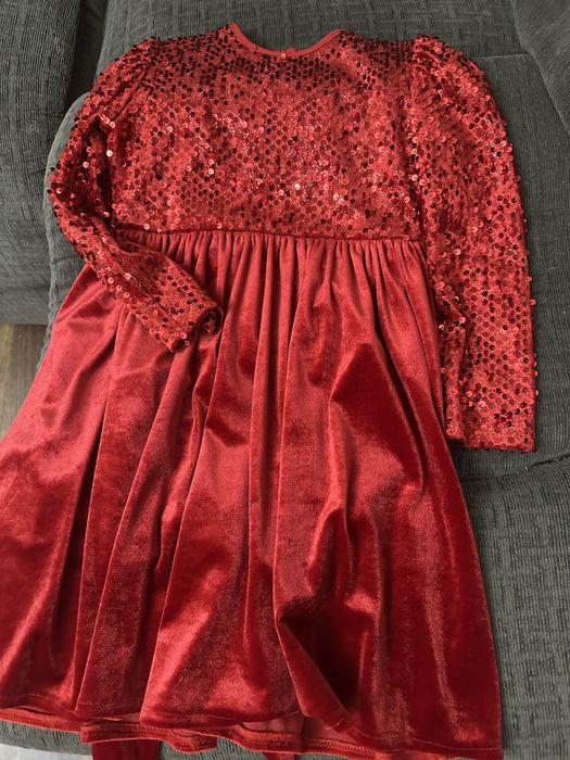 Rochie rosie cu paiete marimea 116/122 SUPERBA / captusita