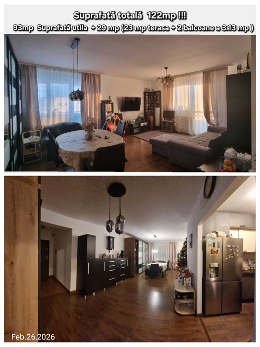 Proprietar vand apartament 3 cam 93mp+ 29mp terasa si balcoane