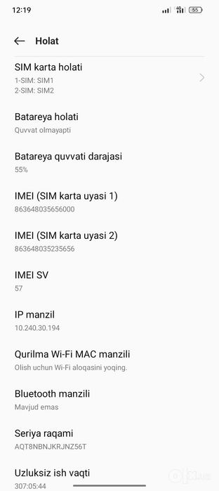 Oppo A 17  holati zur