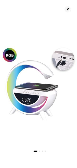 Lampa Smart Multifunctionala cu ceas difuzor wireless incarcare RGB