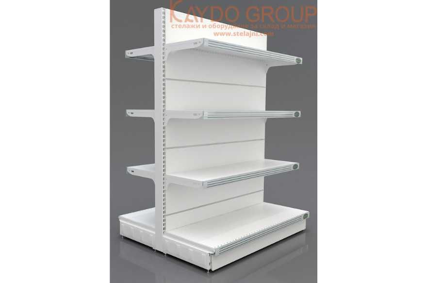 Двустранен островен /гондола/ стелаж- бял  НОВ НАЛИЧЕН