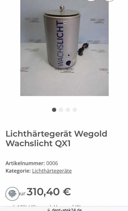 Aparat fotopolimerizare Wegold Wachslicht laborator tehnica dentara