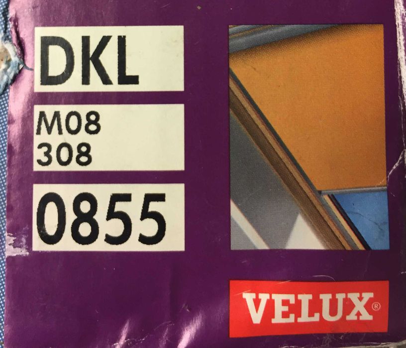 Rulou opac VELUX 61cm x 116 cm, model DKL, fereastra dim M08  (78 x 140 cm), culoare 0855 galben mustar - NOU